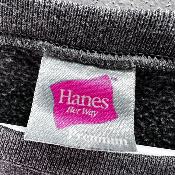 Hanes Her Way Premium Pullover Sweatshirt size M Women Charcoal Gray Crewneck - Picture 4 of 4